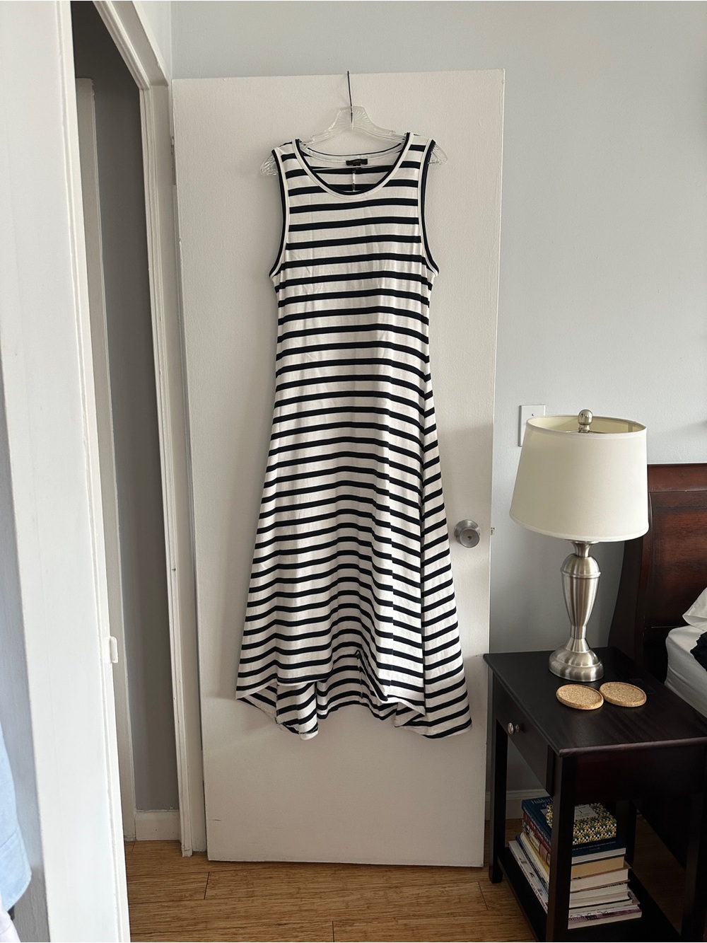 J. Crew Blue & White Striped Sleeveless Maxi Dress